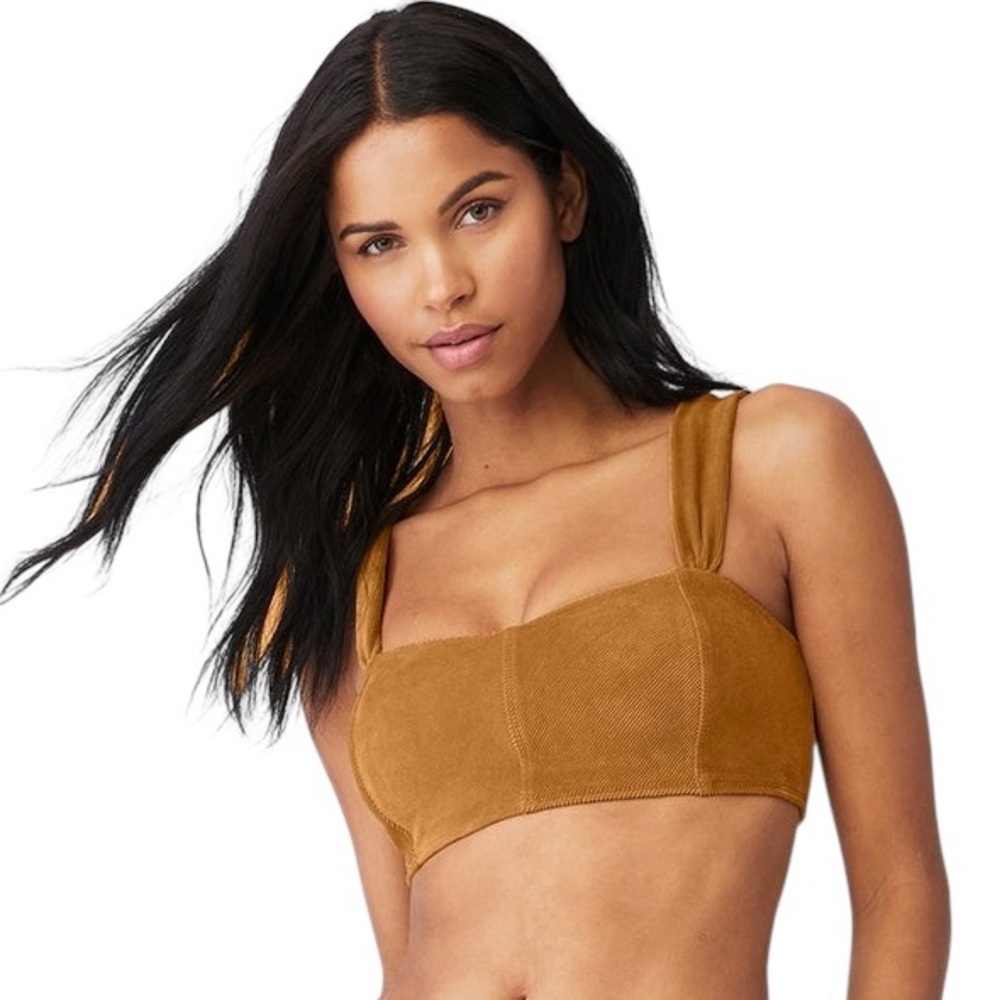 ALO Yoga Micro Corduroy Winter Break Bra in Toffee Sz S